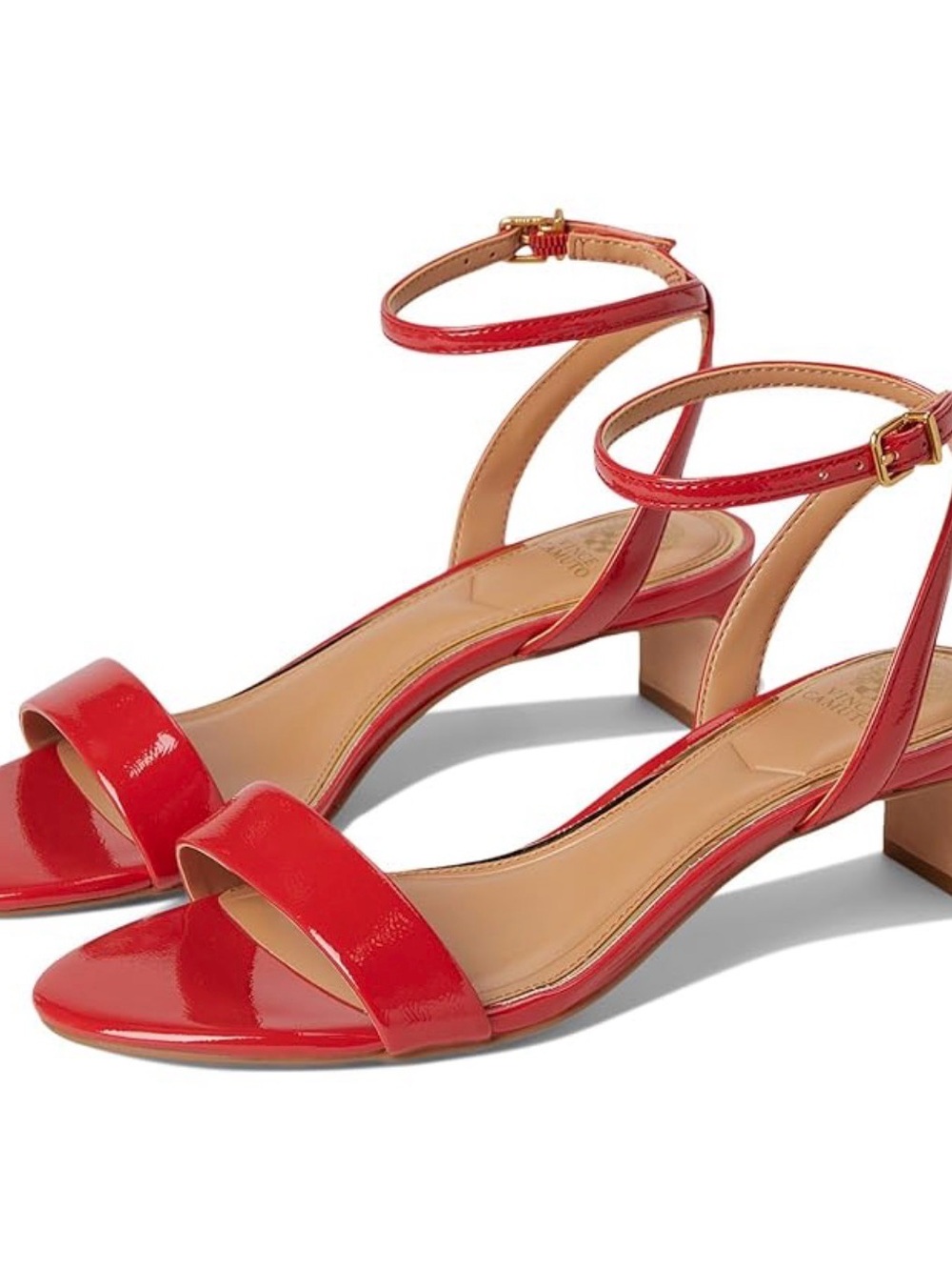 Vince Camuto Red Patent Ankle-Strap Low Block Heels. NEW WITHOUT TAGS